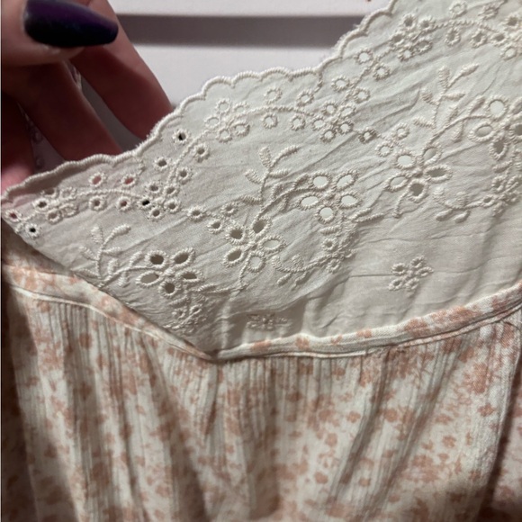 Olivaceous‎ Pink Floral Lace Blouse Eyelet Trim Hobo Retro Size Large - Picture 4 of 7